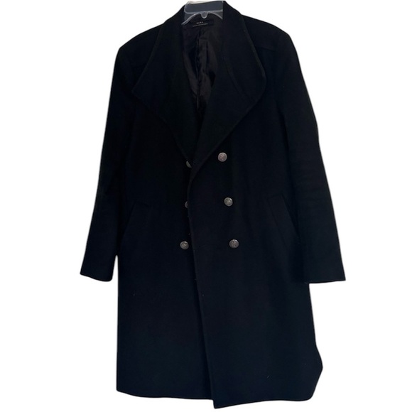 Zara coat black wool large silver buttons - Picture 1 of 5